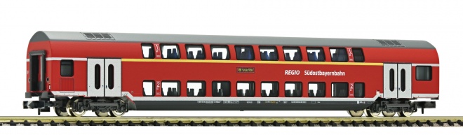 Double-deck passenger car 1st/2nd class in Regio-Sudostbayernbahn livery<br /><a href='images/pictures/Fleischmann/Fleischmann-862704.jpg' target='_blank'>Full size image</a>
